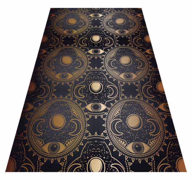 Celestial black motif mandala vinyl carpet - TenStickers