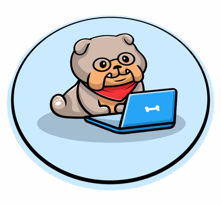 Puppy with computer animal vinyl carpet - TenStickers