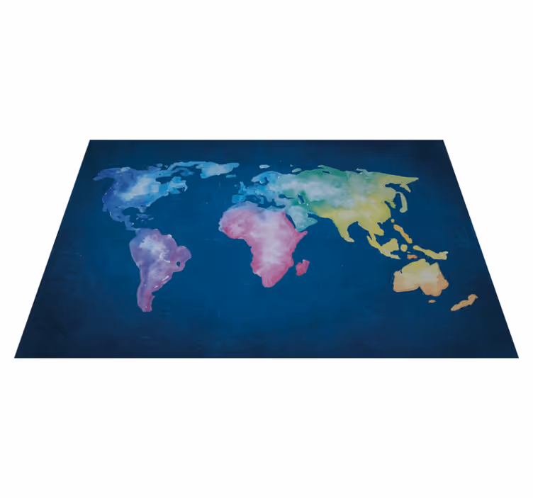 World map vinyl carpet in watercolor design - TenStickers