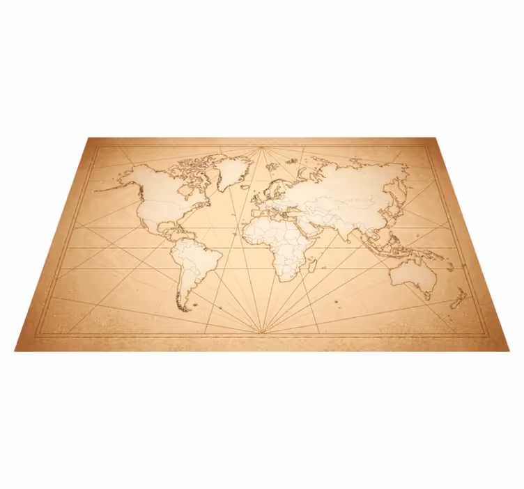 Antique beige design world map vinyl carpet - TenStickers