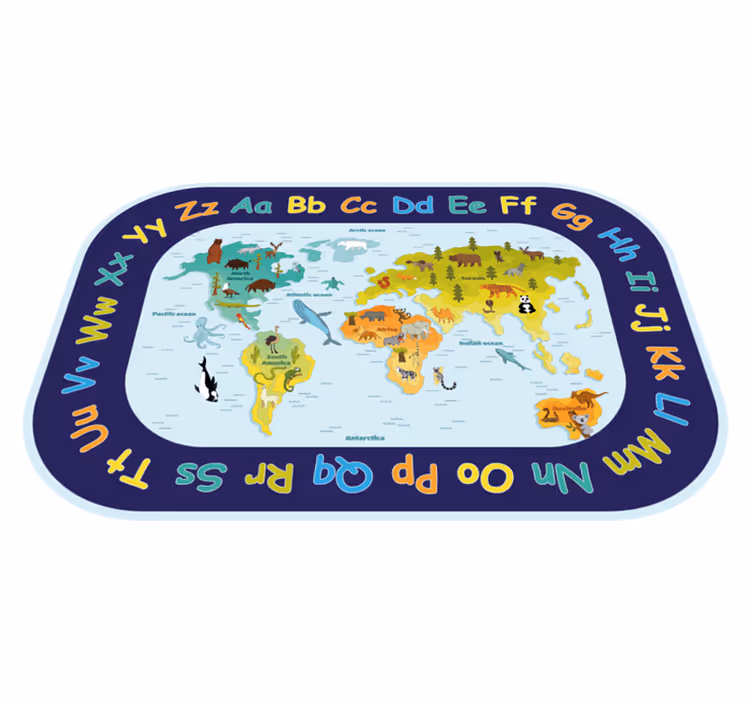 World Map Learning alphabet vinyl carpet - TenStickers