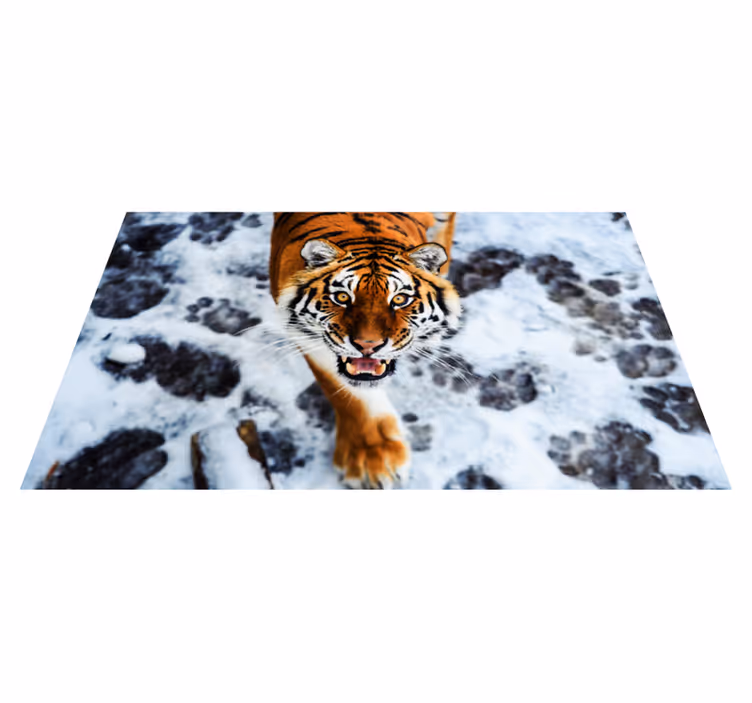 Fierce tiger stance animal vinyl carpet - TenStickers