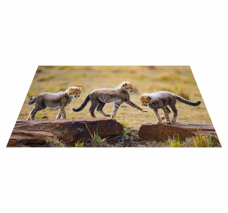 Cheetah cubs adventure animal vinyl carpet - TenStickers