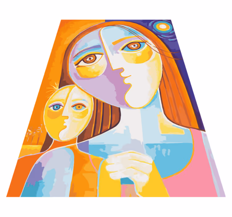 Colorful Abstract Faces mosaic vinyl carpet - TenStickers