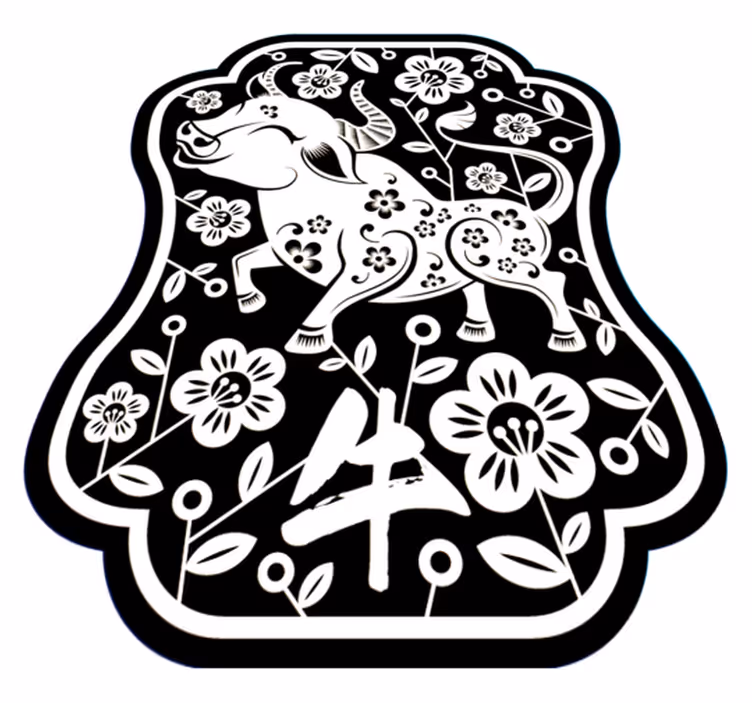 Elegant floral bull animal vinyl carpet - TenStickers