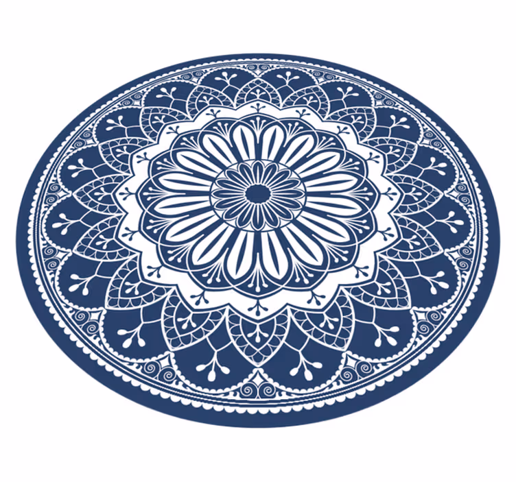 Navy Botanical Composition mandala vinyl carpet - TenStickers