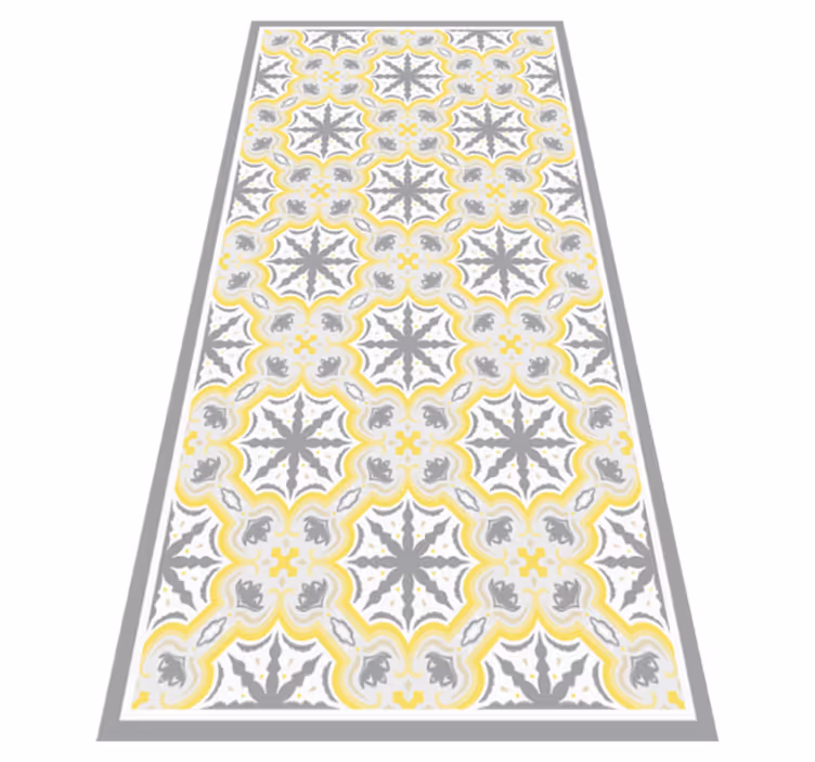 Gray and Yello Star Pattern kitchen vinyl carpet - TenStickers