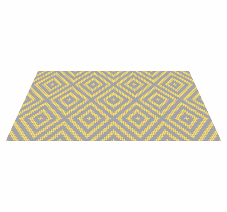 Yellow and gray square pattern geometric vinyl carpet - TenStickers