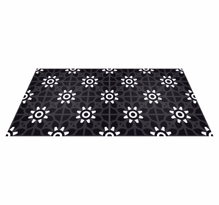 White floral print black vinyl carpet - TenStickers