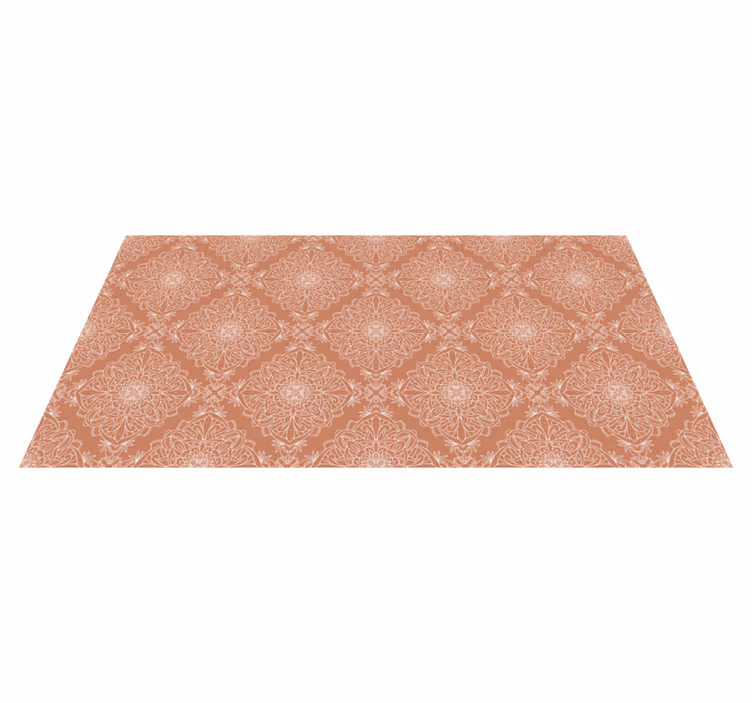 Orange tile motif mandala vinyl carpet - TenStickers