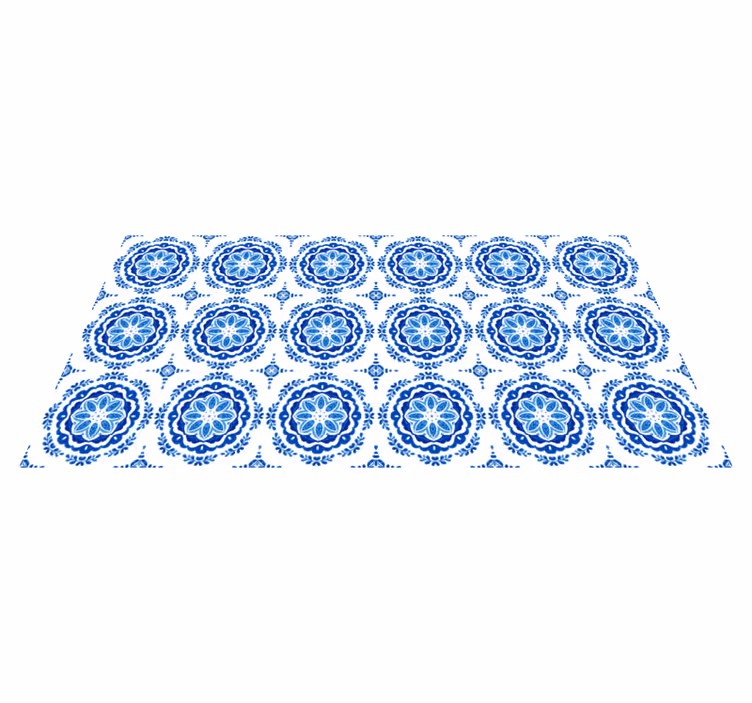 Azure blossom motifs kitchen vinyl carpet - TenStickers