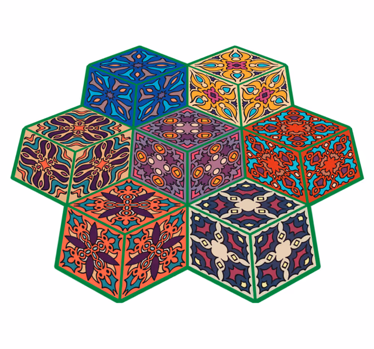 Colorful Hexagonal Patterns mosaic vinyl carpet - TenStickers