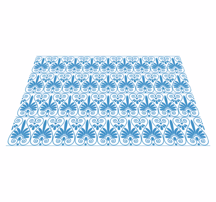 Sophisticated Blue Motif tile vinyl carpet - TenStickers