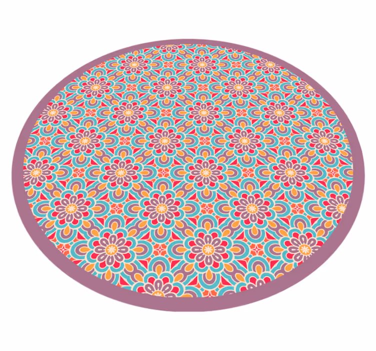 Mandala vinyl carpet with lively floral design - TenStickers