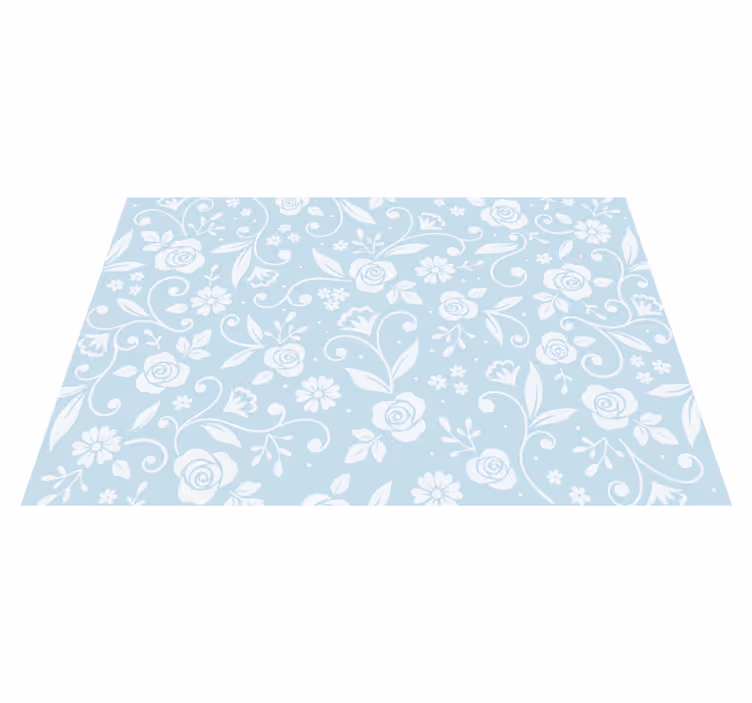 Floral vinyl carpet in floral pattern blues - TenStickers