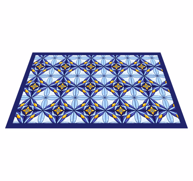 Vibrant blue pattern tile vinyl carpet - TenStickers
