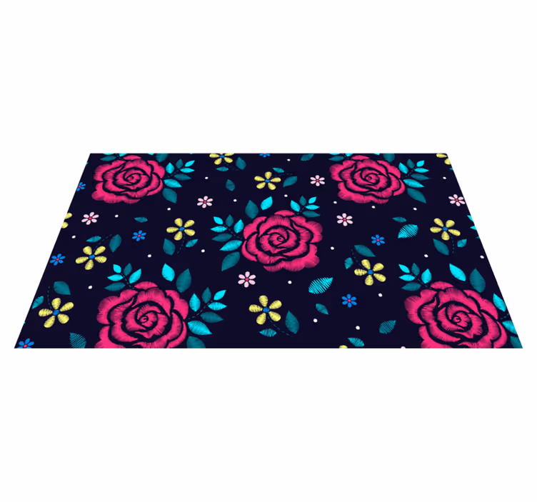 Vibrant floral motif floral vinyl carpet - TenStickers
