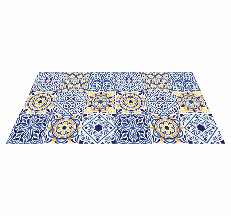 Vibrant tile arrangement kitchen vinyl carpet - TenStickers