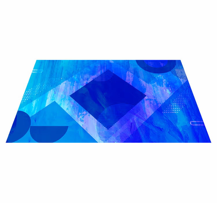 Blue Geometric Motifs minimalist vinyl carpet - TenStickers