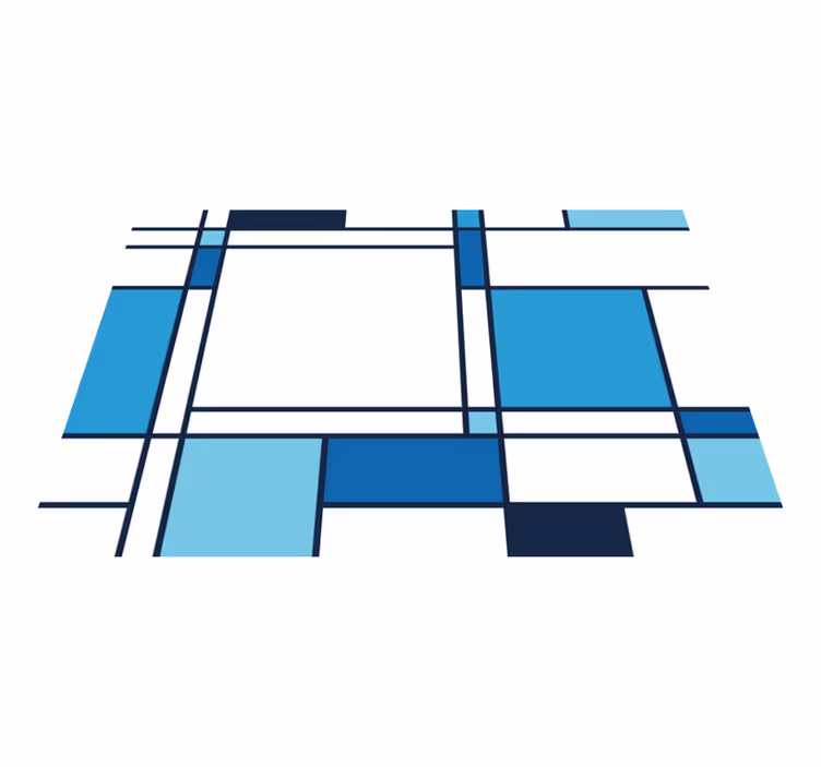 Blue geometric motif modern vinyl carpet - TenStickers