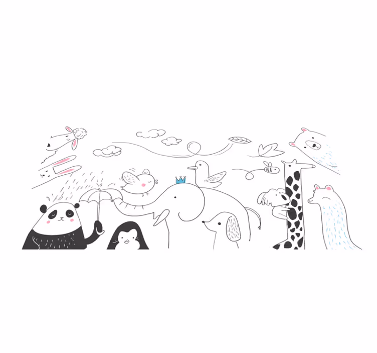 Minimalistic animal friends nursery vinyl carpet - TenStickers