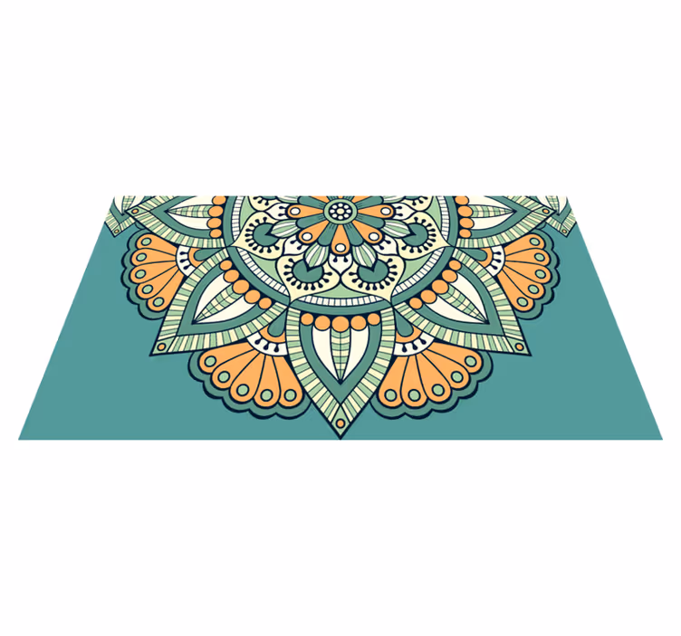 Mandala vinyl carpet with half floral design - TenStickers