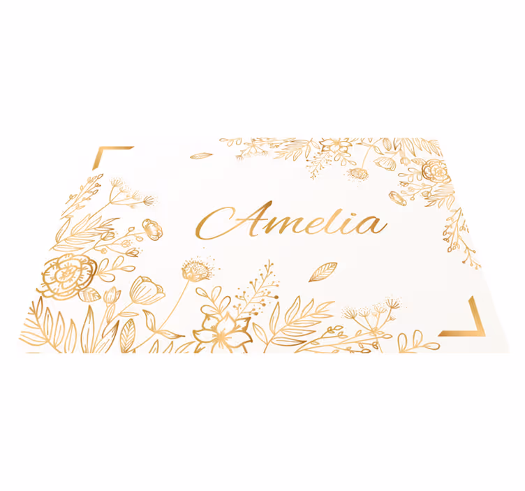 FLORAL PERSONALIZED WELCOME custom vinyl carpet - TenStickers