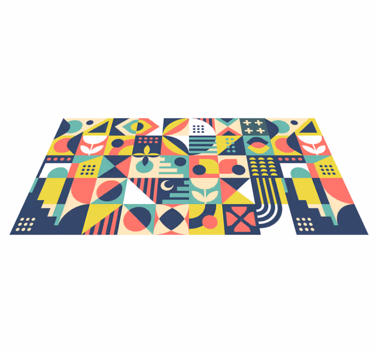 Geometric vinyl carpet with vibrant patterns - TenStickers