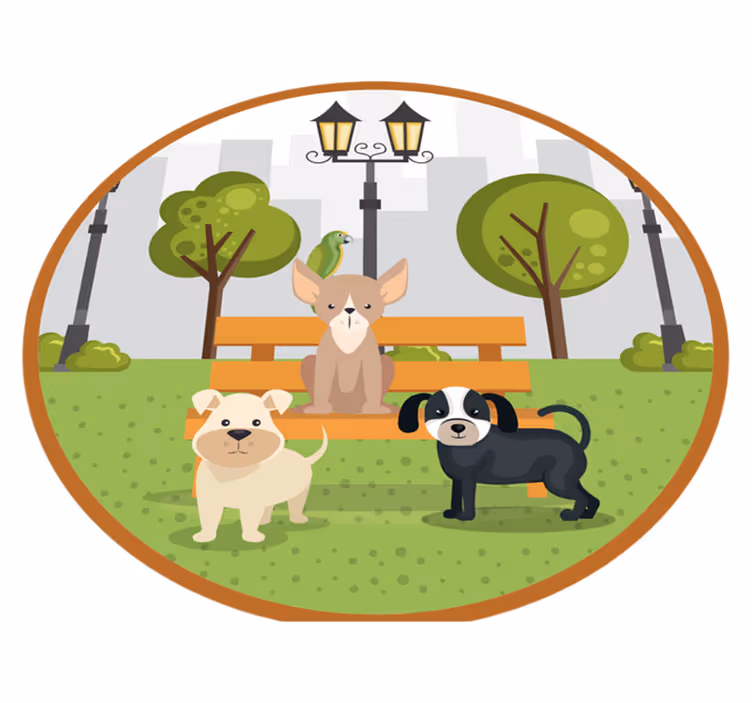 Dogs in park animal vinyl carpet - TenStickers