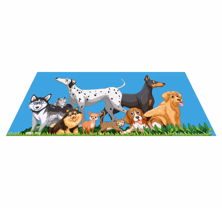 Dogs gathering kids vinyl carpet - TenStickers