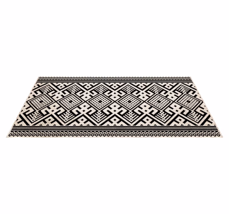 Geometric vinyl carpet in black and white design - TenStickers