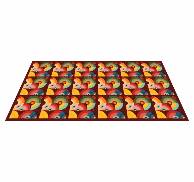 Retro colorful circular shapes vintage vinyl carpet - TenStickers