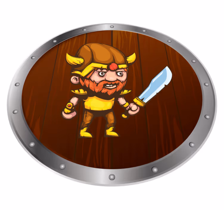 Viking warrior on brown surface kids vinyl carpet - TenStickers