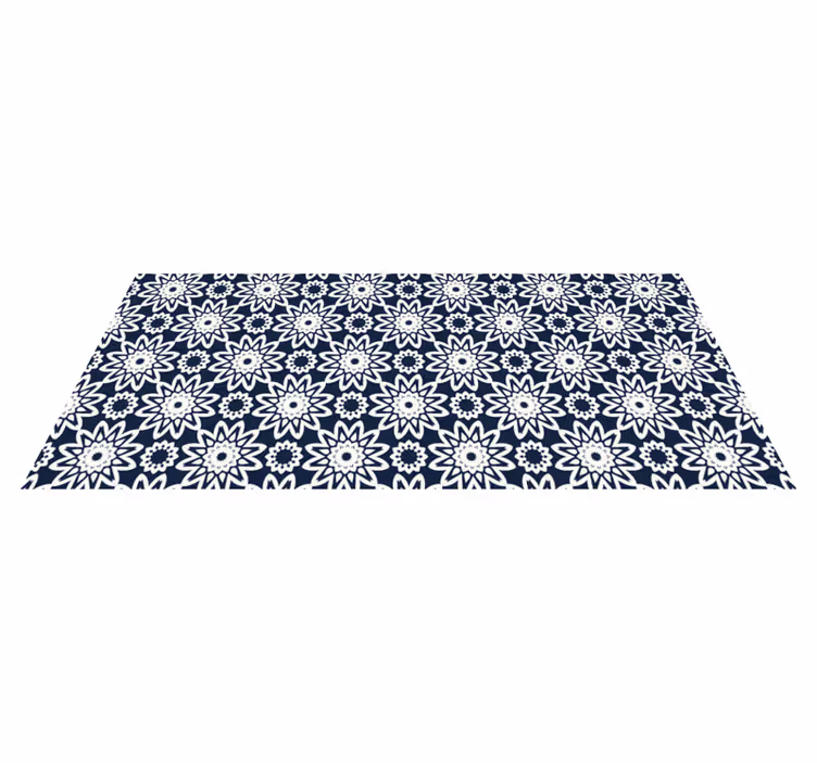 Navy floral design kitchen vinyl carpet - TenStickers