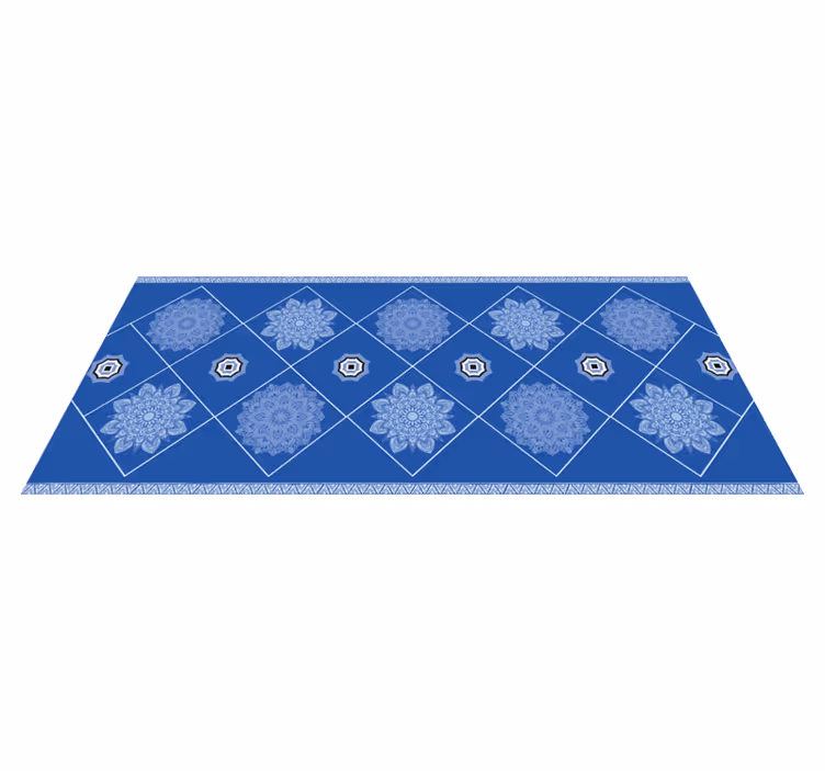 Blue floral elements bathroom vinyl carpet - TenStickers