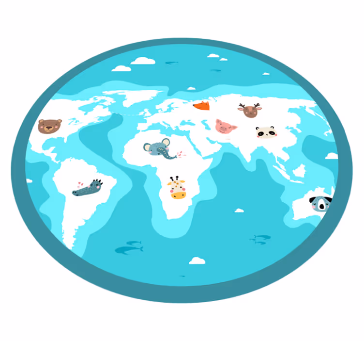 World animal map kids vinyl carpet - TenStickers