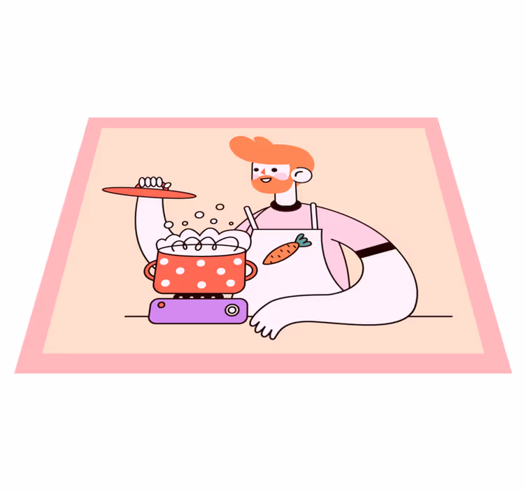 Red-haired man cooking kitchen vinyl carpet - TenStickers