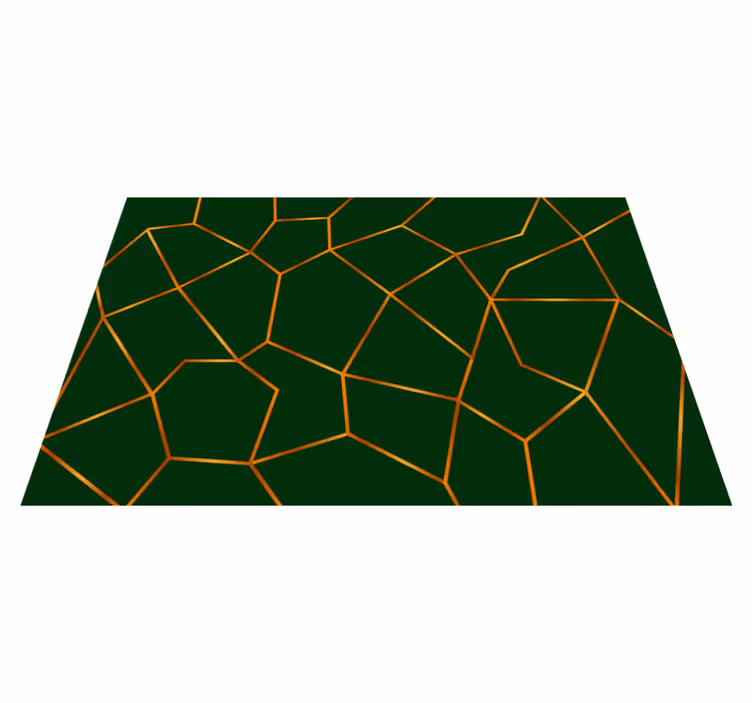 Marble vinyl carpet with green geometric design - TenStickers