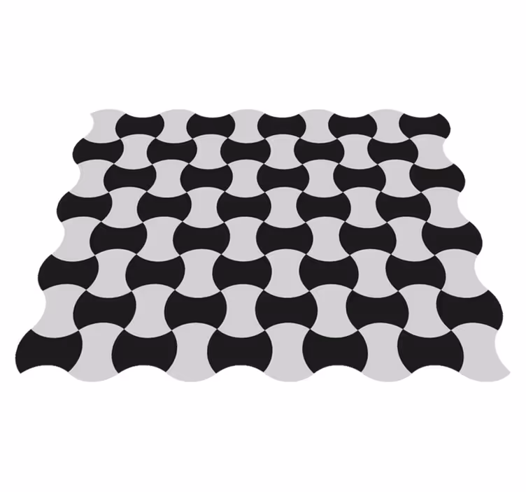 Black and White Curves geometric vinyl carpet - TenStickers