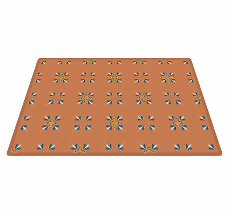 Terracotta tiles with blue pattern tile carpet - TenStickers