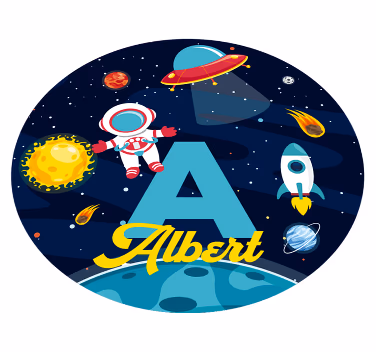 Custom name in space kids vinyl carpet - TenStickers
