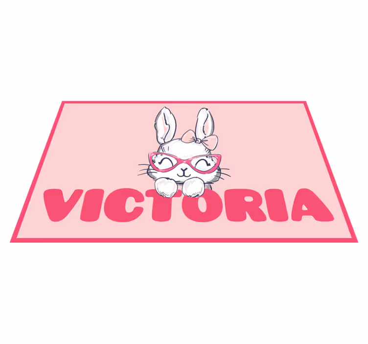 Bunny with glasses and name kids vinyl carpet - TenStickers