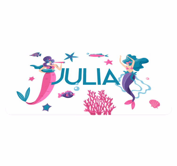 Mermaid adventure with name kids vinyl carpet - TenStickers