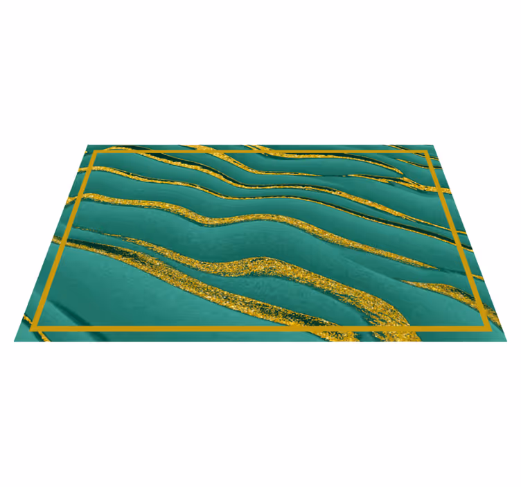 Green and gold marble effect vinyl rug - TenStickers