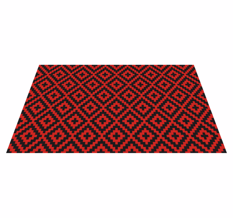 Red patterned geometry dining room vinyl carpet - TenStickers