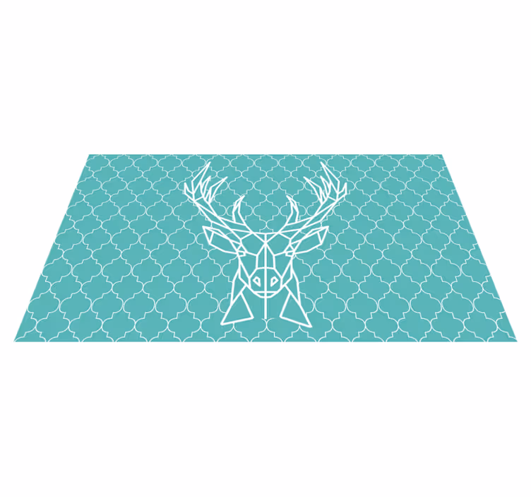 Turquoise origami stag animal vinyl carpet - TenStickers