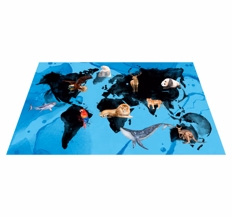 Blue and black wildlife kids vinyl carpet - TenStickers