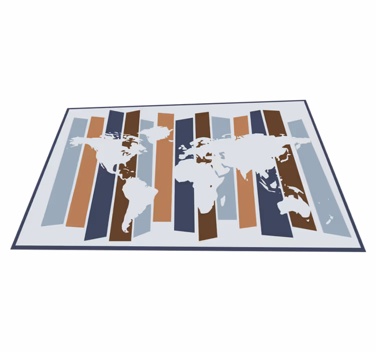 Abstract stripes motif world map vinyl carpet - TenStickers