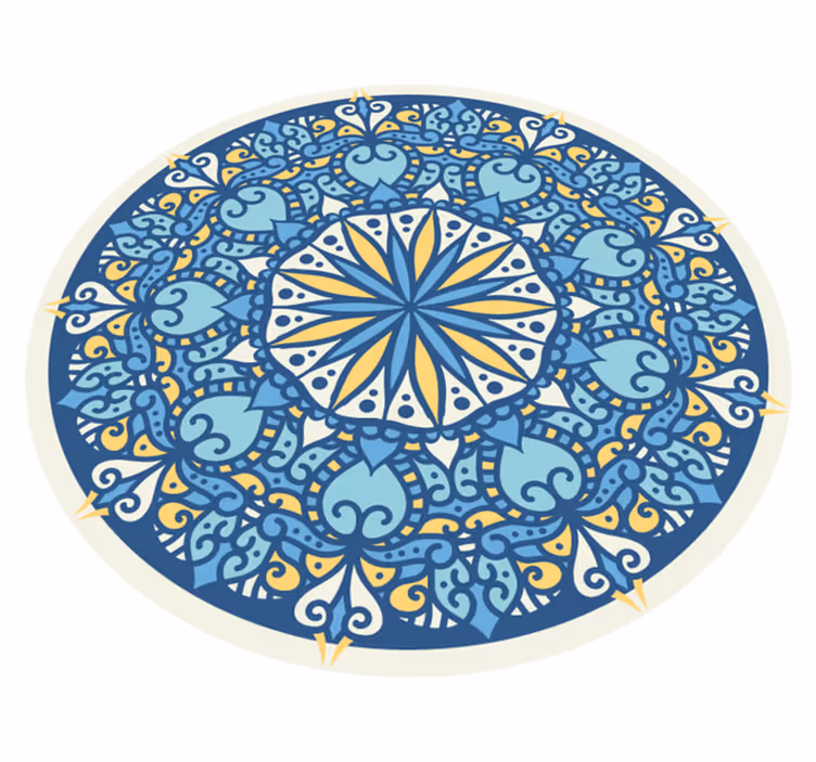 Intricate blue motif mandala vinyl carpet - TenStickers