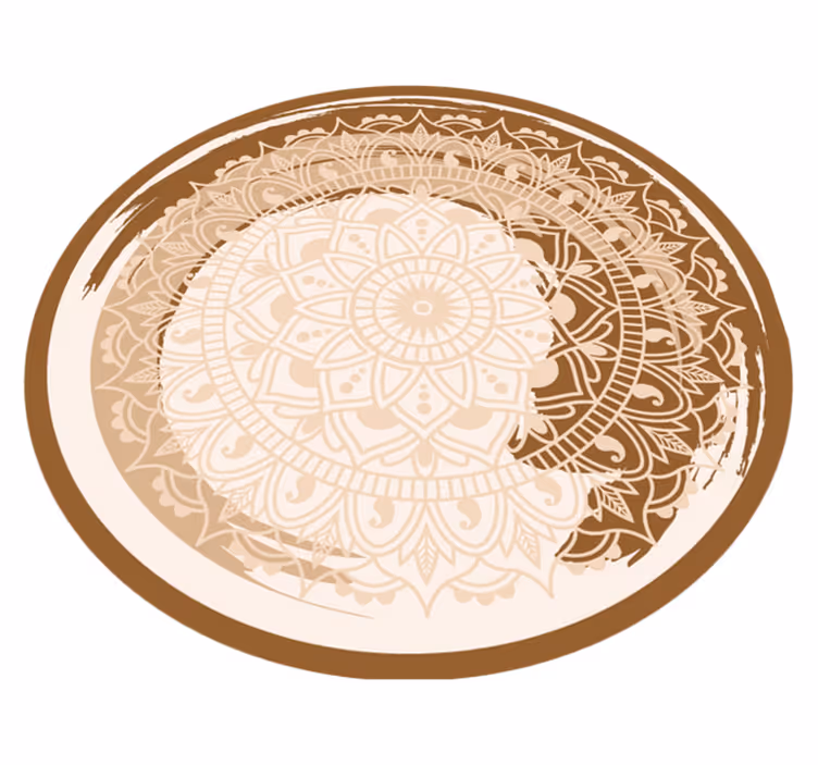 Graceful beige motif mandala vinyl carpet - TenStickers